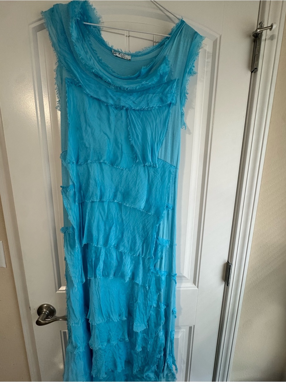 Sleeveless Tiered Maxi Dress in Aqua